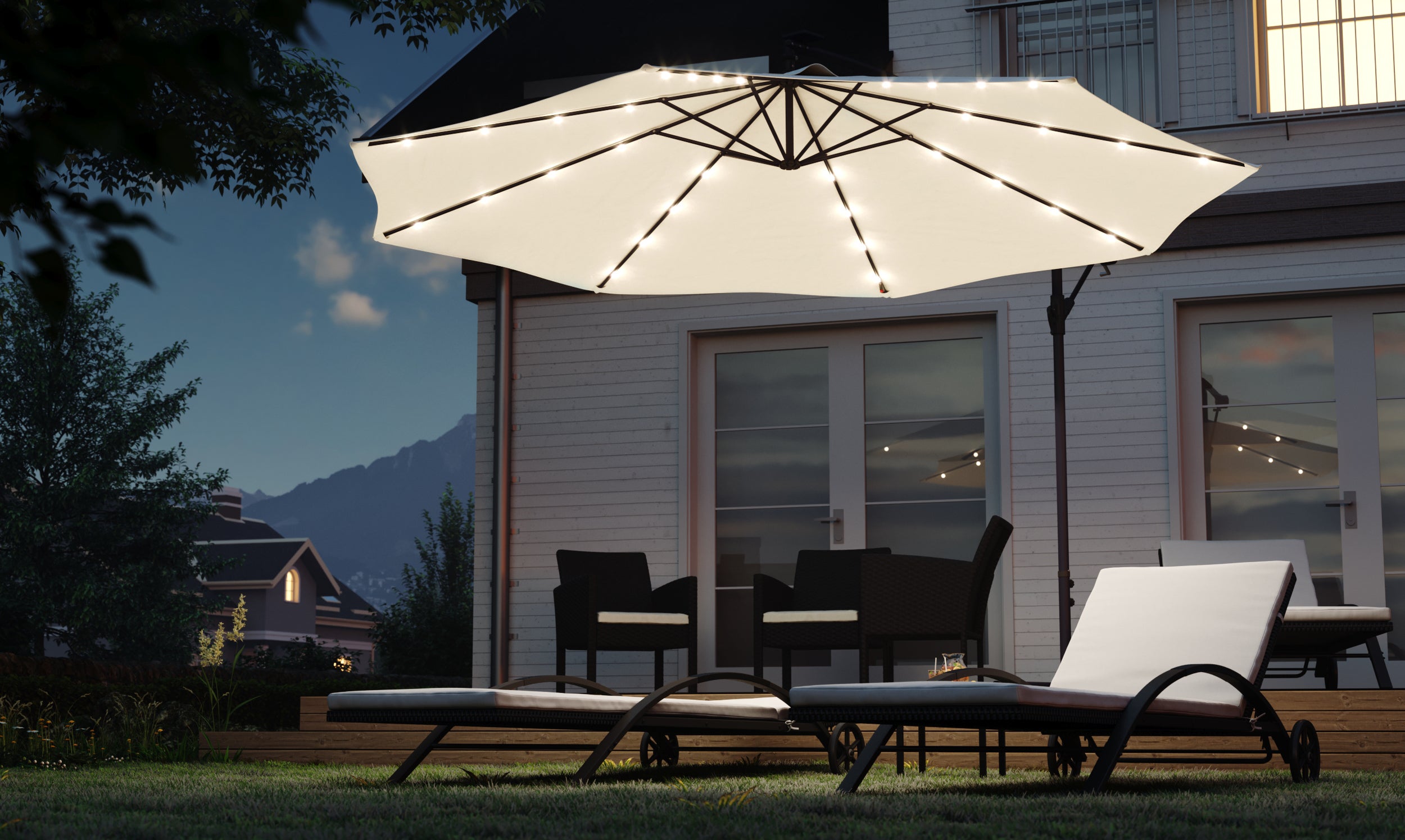 Sonnenschirm Ampelschirm mit LED 350 cm