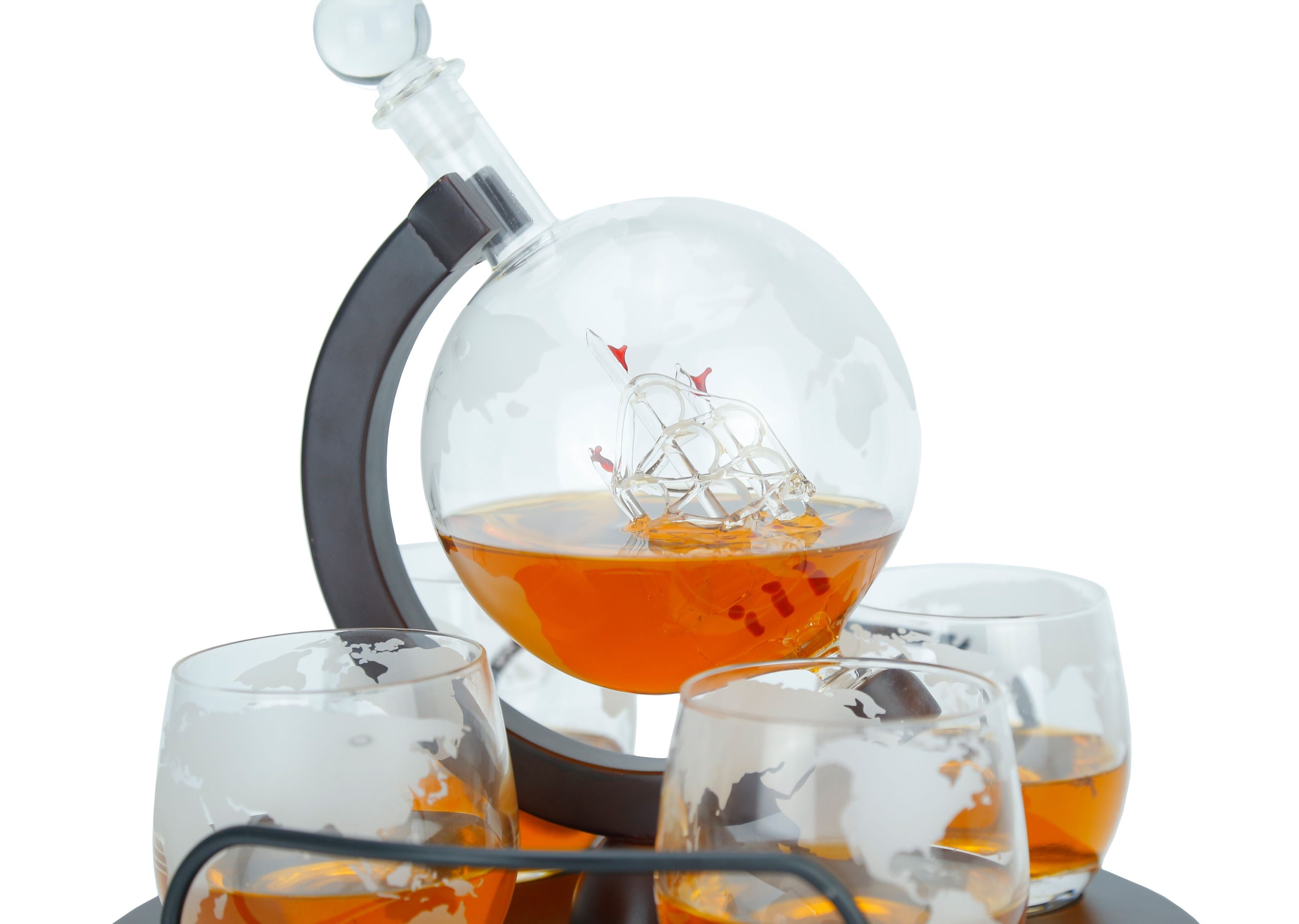 Dekanter Set Globus mit Schiff