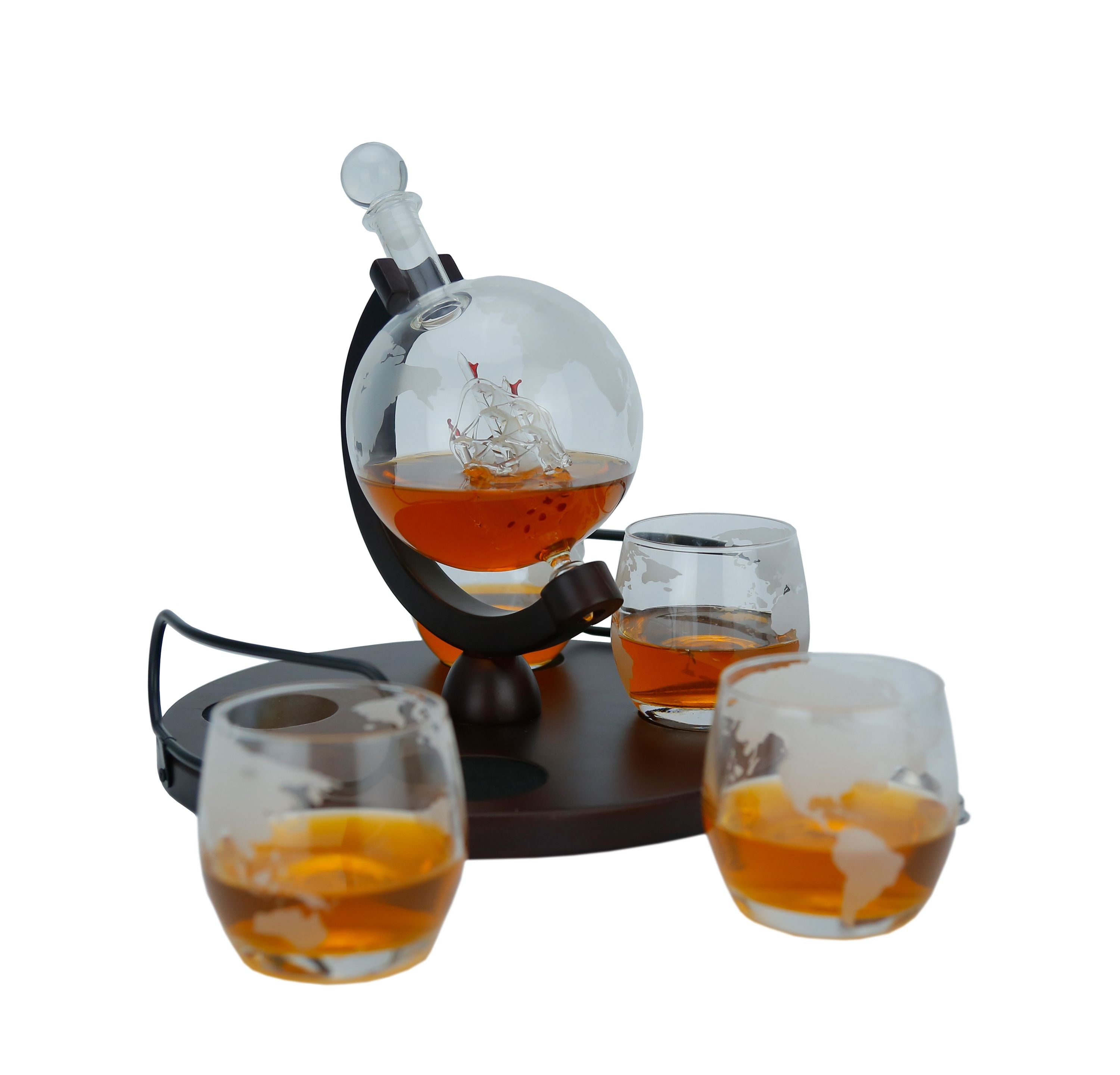 Dekanter Set Globus mit Schiff