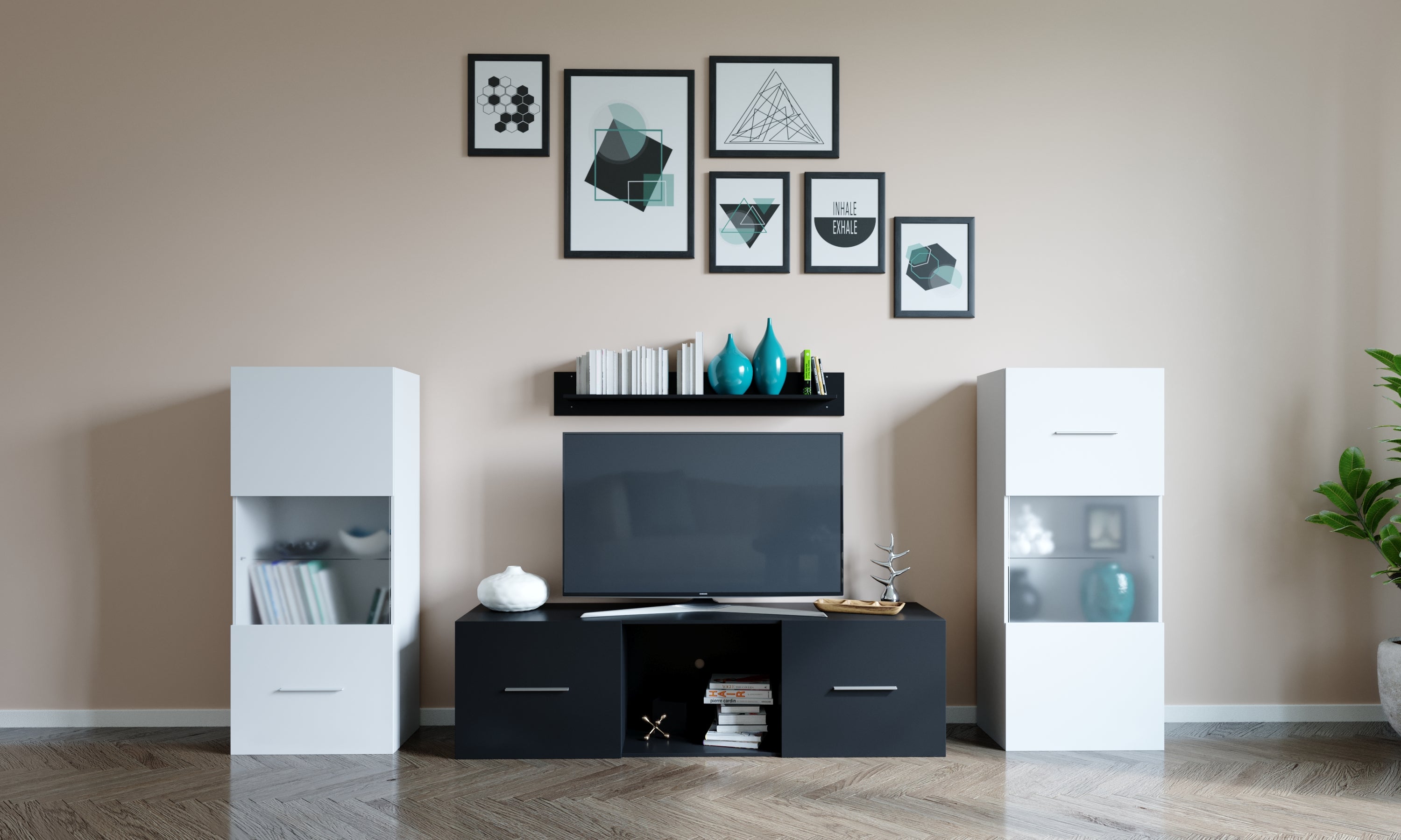 Wohnwand Christopher weiss hochglanz