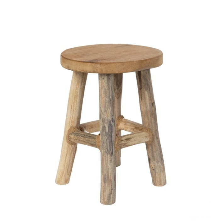 Handgefertigter Teakholz-Pflanzenhocker